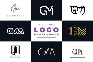 Set of collection Initial Letters GM Logo Design. vector