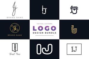 Set of collection Initial Letters IJ Logo Design. vector