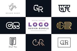 Set of collection Initial Letters GR Logo Design. vector