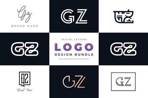 conjunto de letras iniciales de colección diseño de logotipo gz. vector