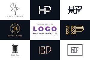 Set of collection Initial Letters HP Logo Design. vector