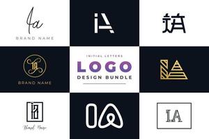 Set of collection Initial Letters IA Logo Design. vector