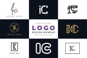 Set of collection Initial Letters IC Logo Design. vector