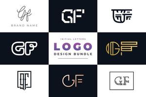 Set of collection Initial Letters GF Logo Design. vector