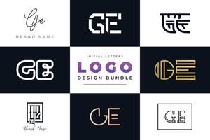 Set of collection Initial Letters GE Logo Design. vector