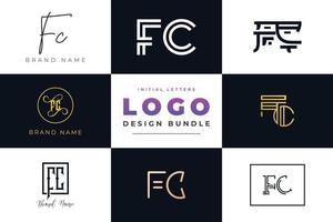 conjunto de letras iniciales de colección diseño de logotipo fc. vector