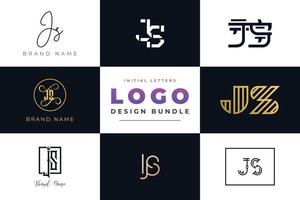 conjunto de colección de letras iniciales js logo design. vector