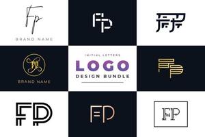Set of collection Initial Letters FP Logo Design. vector