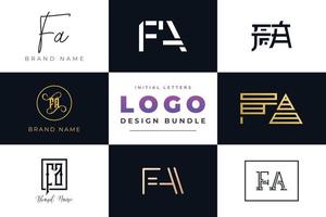 Set of collection Initial Letters FA Logo Design. vector