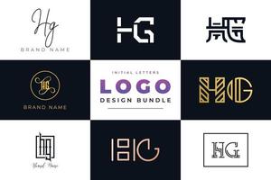 Set of collection Initial Letters HG Logo Design. vector