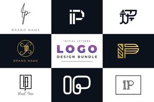 Set of collection Initial Letters IP Logo Design. vector