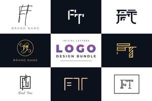 Set of collection Initial Letters FT Logo Design. vector