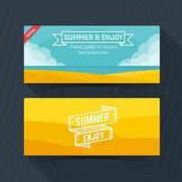 Summer and Enjoy template, Ticket card design element. Vector