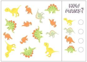 Counting game for preschool kids Cute dino vector