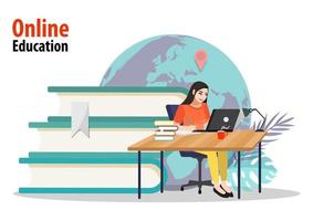 Online courses concept, homeschooling, vector