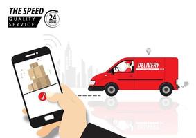 Online order and the parcel delivery concept vector