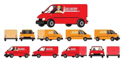 Van car set. Truck for transportation of goods vector