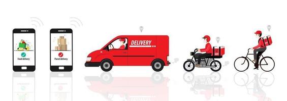 Online order and the parcel delivery concept vector