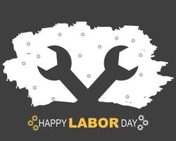 Happy Labor Day Wrench Brush Vector