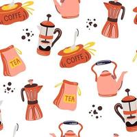 Seamless pattern with coffee and tea. vector