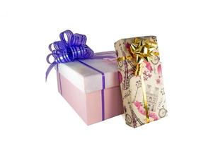 Two gift box with a bows photo