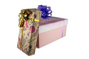 Two gift box with a bows photo