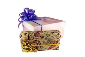 Two gift box with a bows photo