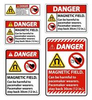 Danger Magnetic field can be harmful to pacemaker wearers vector