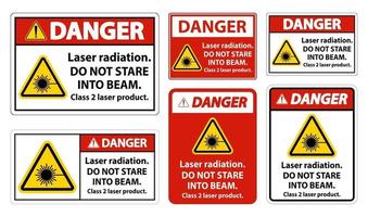 Danger Laser radiation,do not stare into beam,class 2 laser product vector