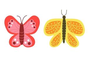 Two butterflies, bright and cute. Summer concept. vector