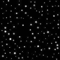 estrella de brillo plateado sobre fondo negro confeti estrellado vector