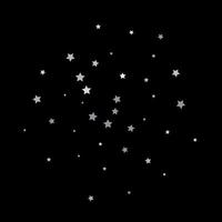 Silver sparkle star on black background Starry confetti vector