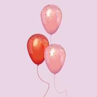 A bunch of realistic pink and red balloons vector