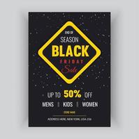 Black Friday Sale Flyer With Black and Yellow Poster Template Design vector