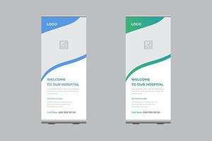 Roll-Up Banner Post Template For Hospital, Promotion Banner Template vector