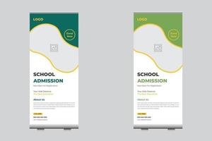 Admission roll up banner for school, college, university template vector