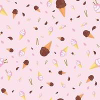 Seamless pattern, ice cream and cake - Vector