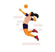 volleyball Girl player hits the ball  vector