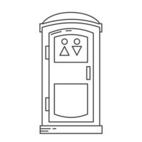 Mobile portable bio toilet outline icon. Front view. Blue wc vector