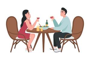 Couple on romantic date semi flat color vector characters