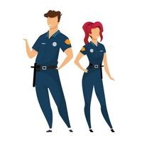 Police officers flat color vector faceless characters