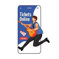 Buy tickets cartoon smartphone vector app screen