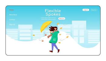 Flexible spokes landing page flat color vector template