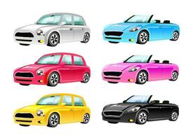 Cars flat color vector objects set