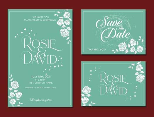 Elegant rustic wedding invitation, design vector with ornaments.