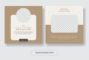 Minimal home interior social media post banner template set vector