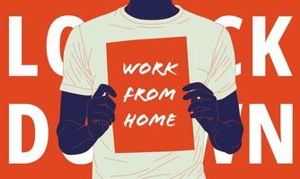 Illustration of a campaign to work at home to prevent the spread of the virus. vector