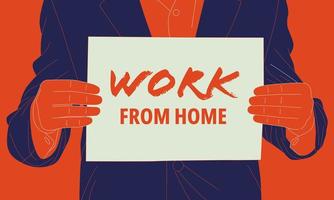 Illustration of a campaign to work at home to prevent the spread of the virus. vector