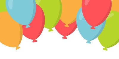 Flying balloons header background. Design element of birthday vector