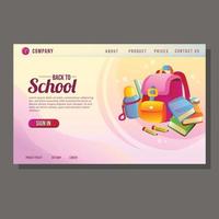 school landing page education school objects pink background vector